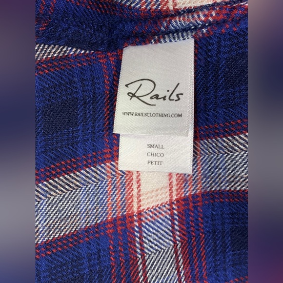 RAILS Hunter Plaid Cobalt Ruby Shirt Americana Red White Blue Button Front - Picture 10 of 15